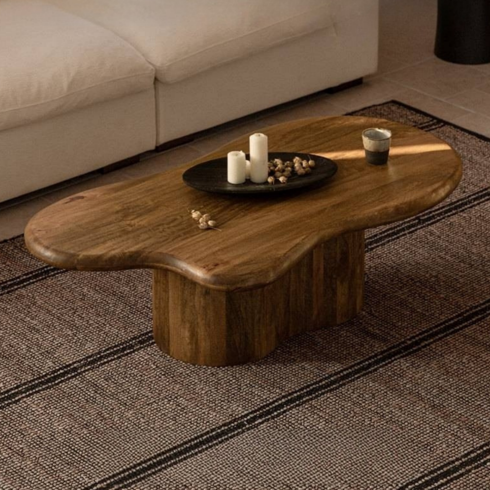 Mango Solid Wood Wabi Sabi Coffee Table with Irregular Cloud Design