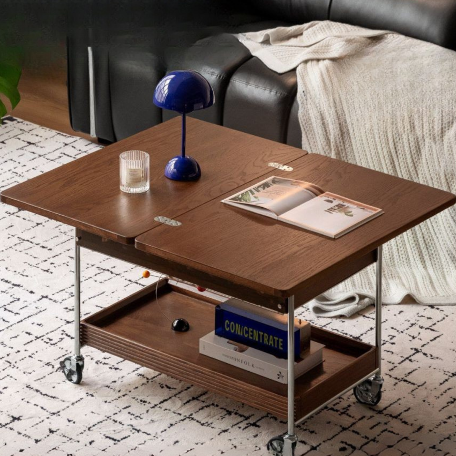 Oak Solid Wood Folding Coffee Table with Minimalist Design