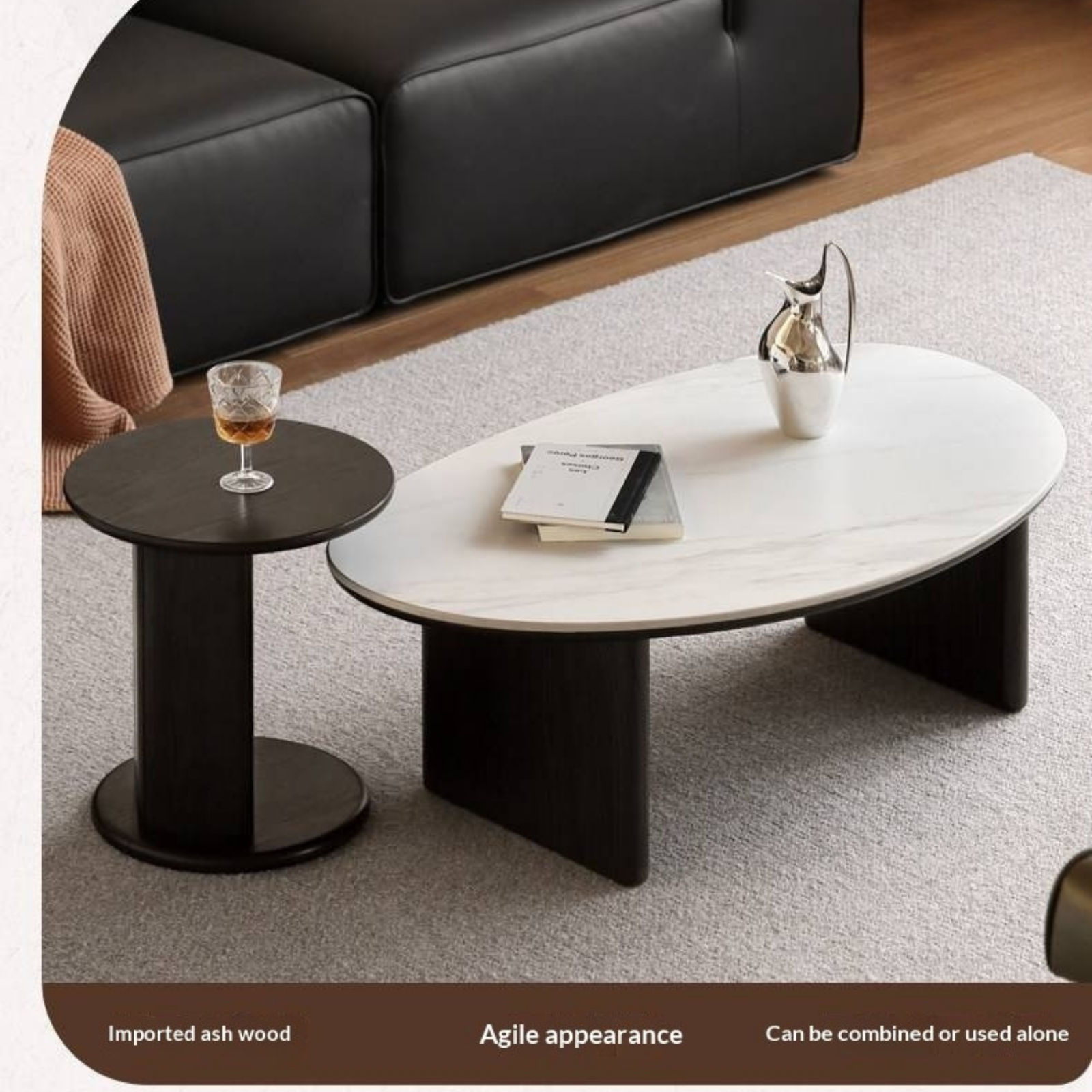 Ash Solid Wood Nordic Aesthetic Top Slab Coffee Table