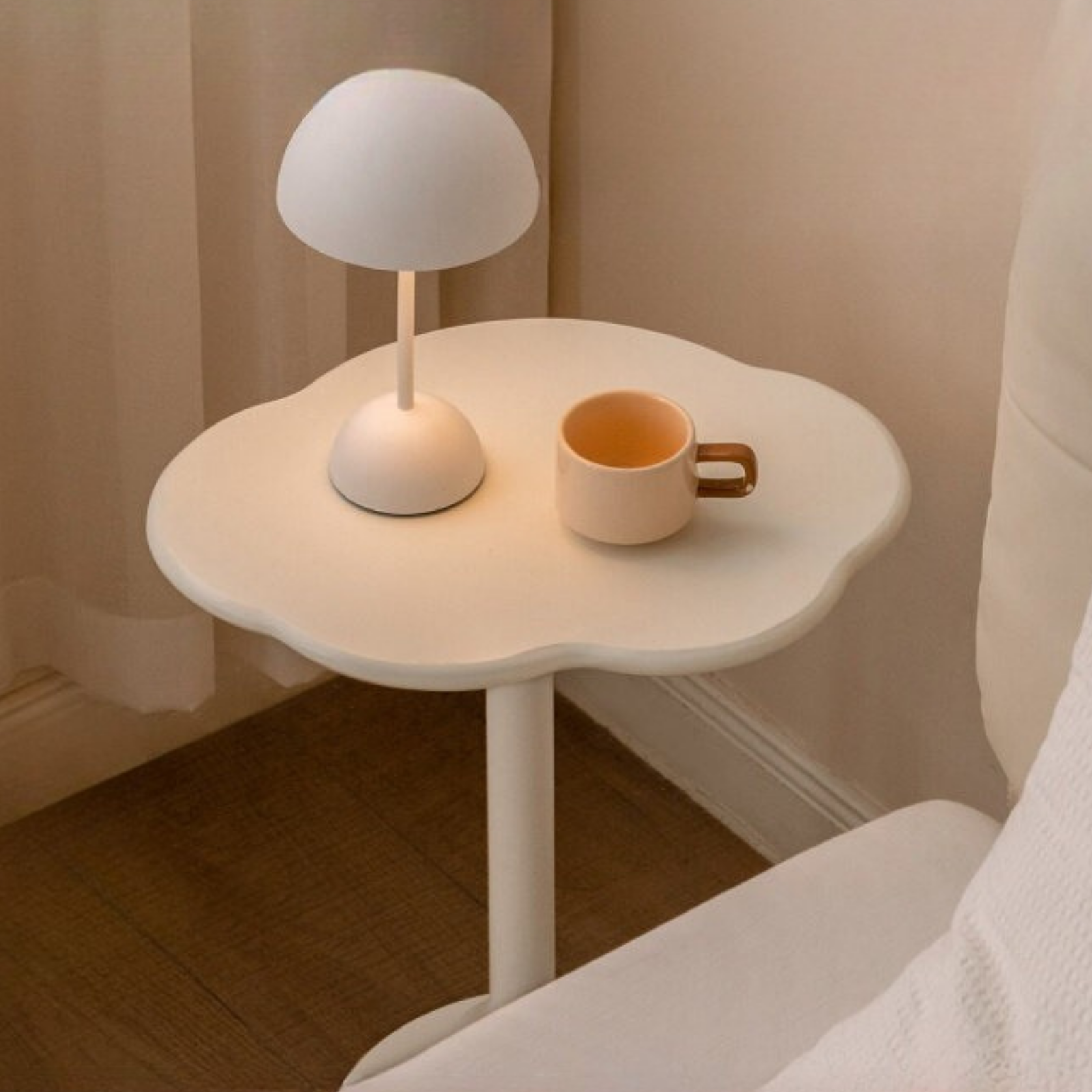 Rubberwood Solid Wood Cloud Side Table