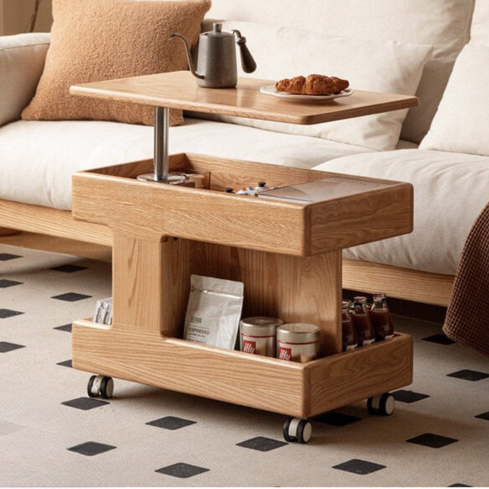 Oak, Ash, Cherry, Black Walnut Solid Wood Rotating Side Table