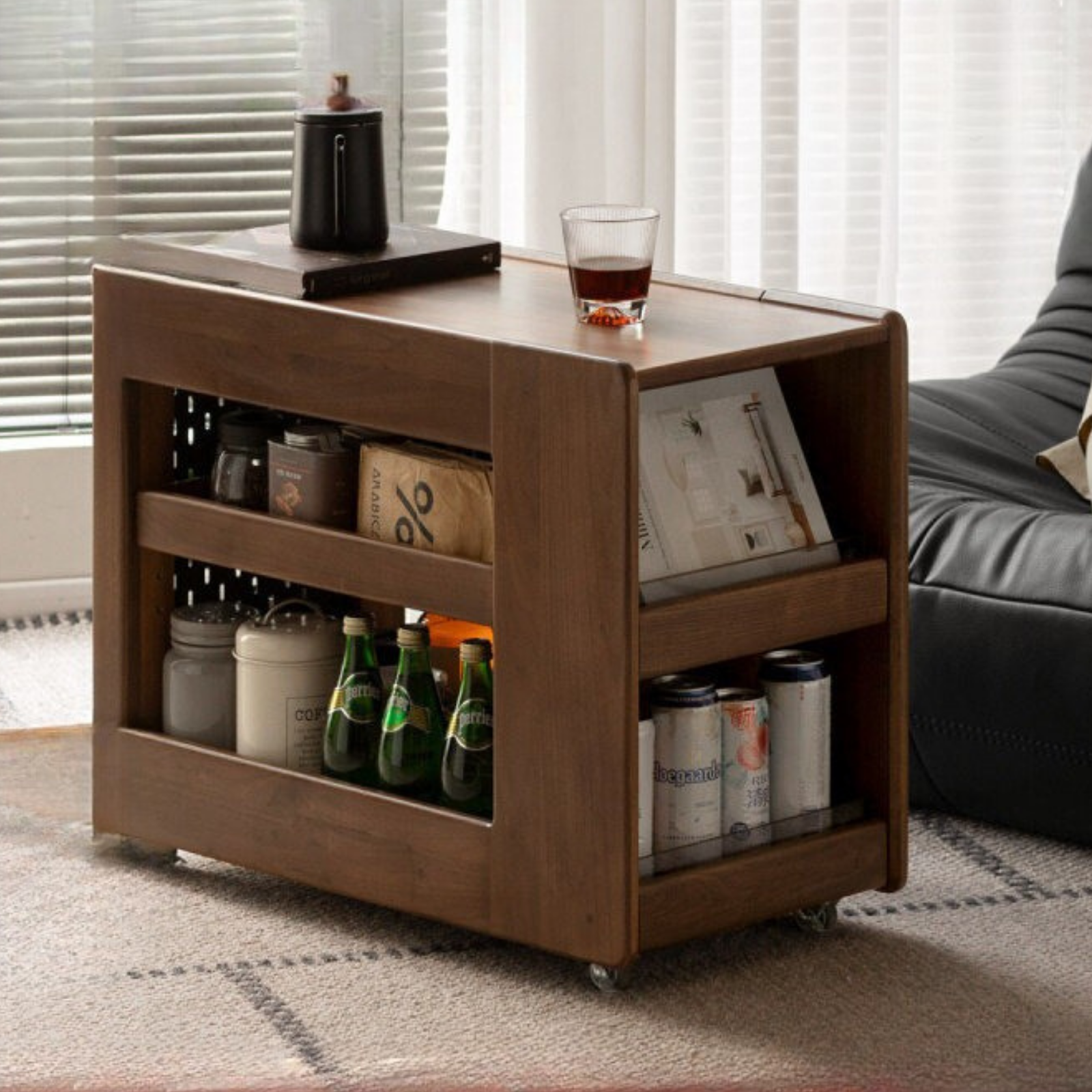 Black Walnut, Oak Solid Wood Luxury Corner Side Table