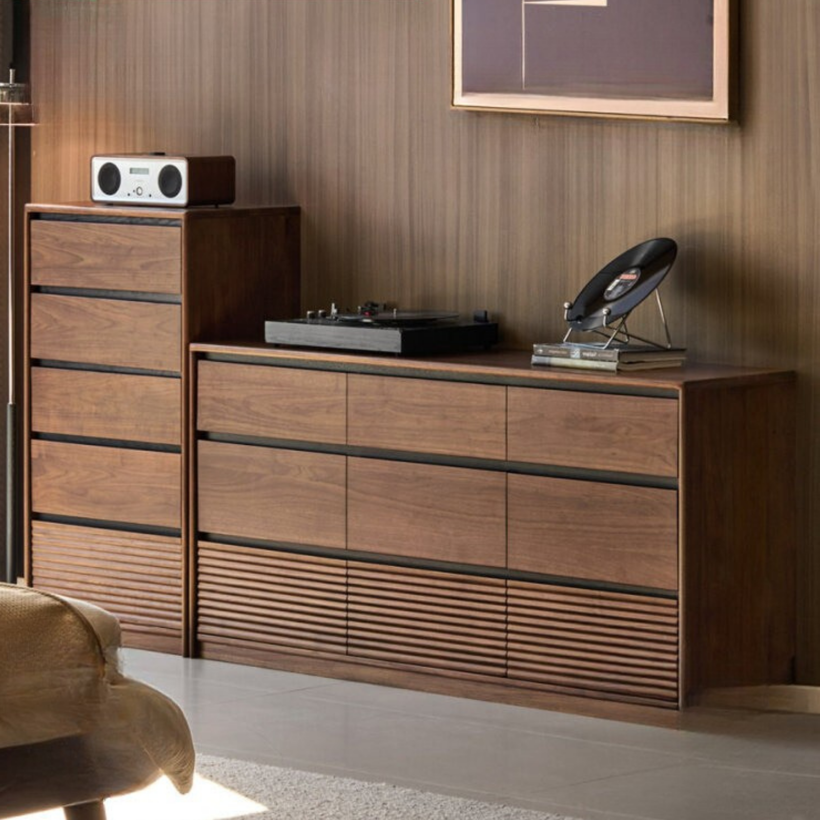 Black Walnut Solid Wood Italian Light Luxury Drawer