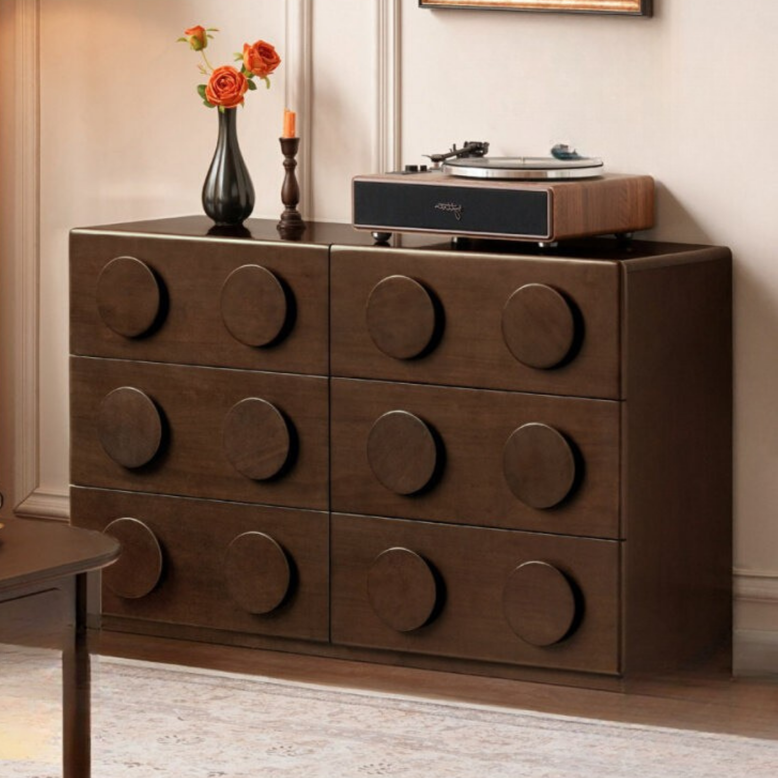 Poplar Solid Wood French Retro Style Bucket Cabinet