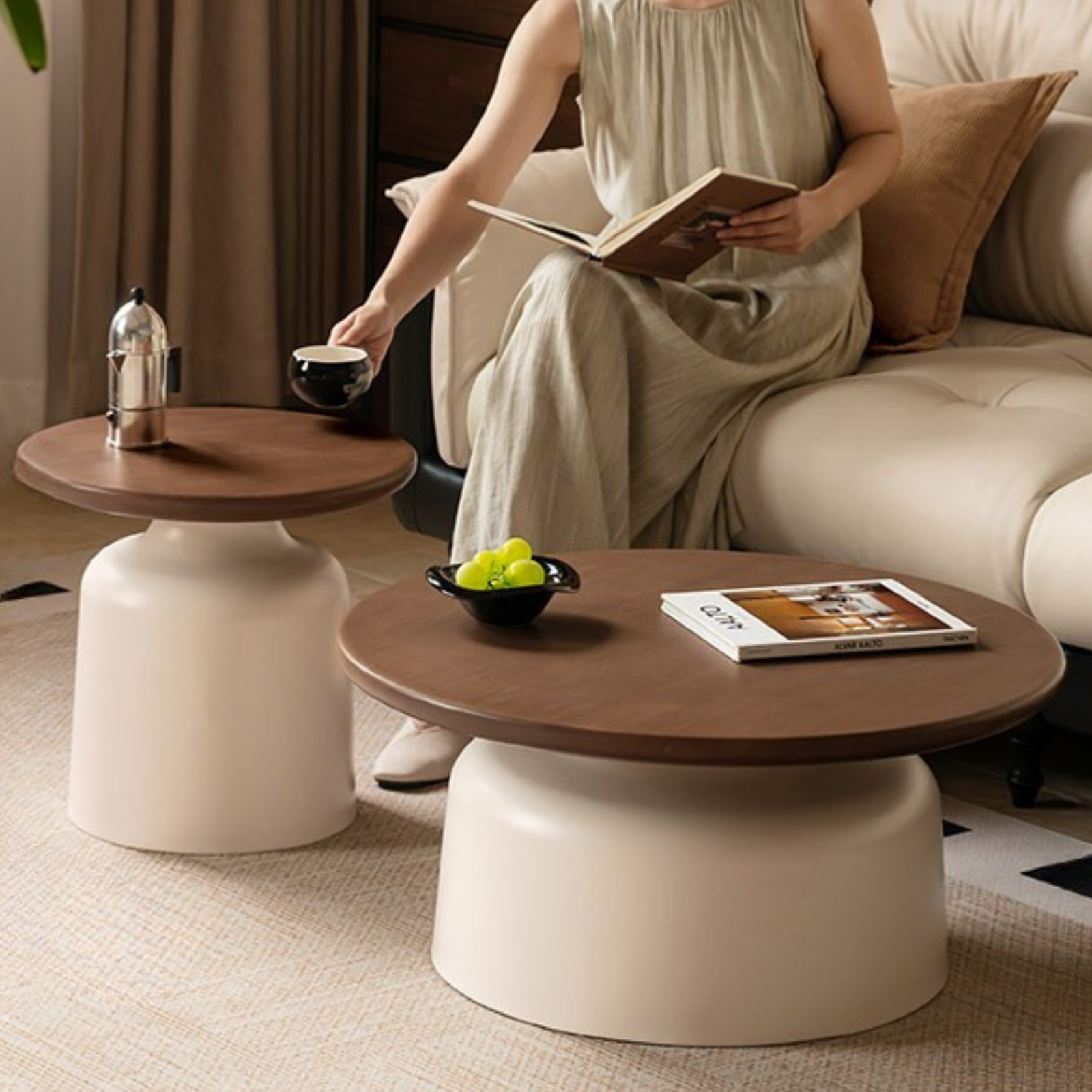 Solid Rubberwood Round Coffee Table