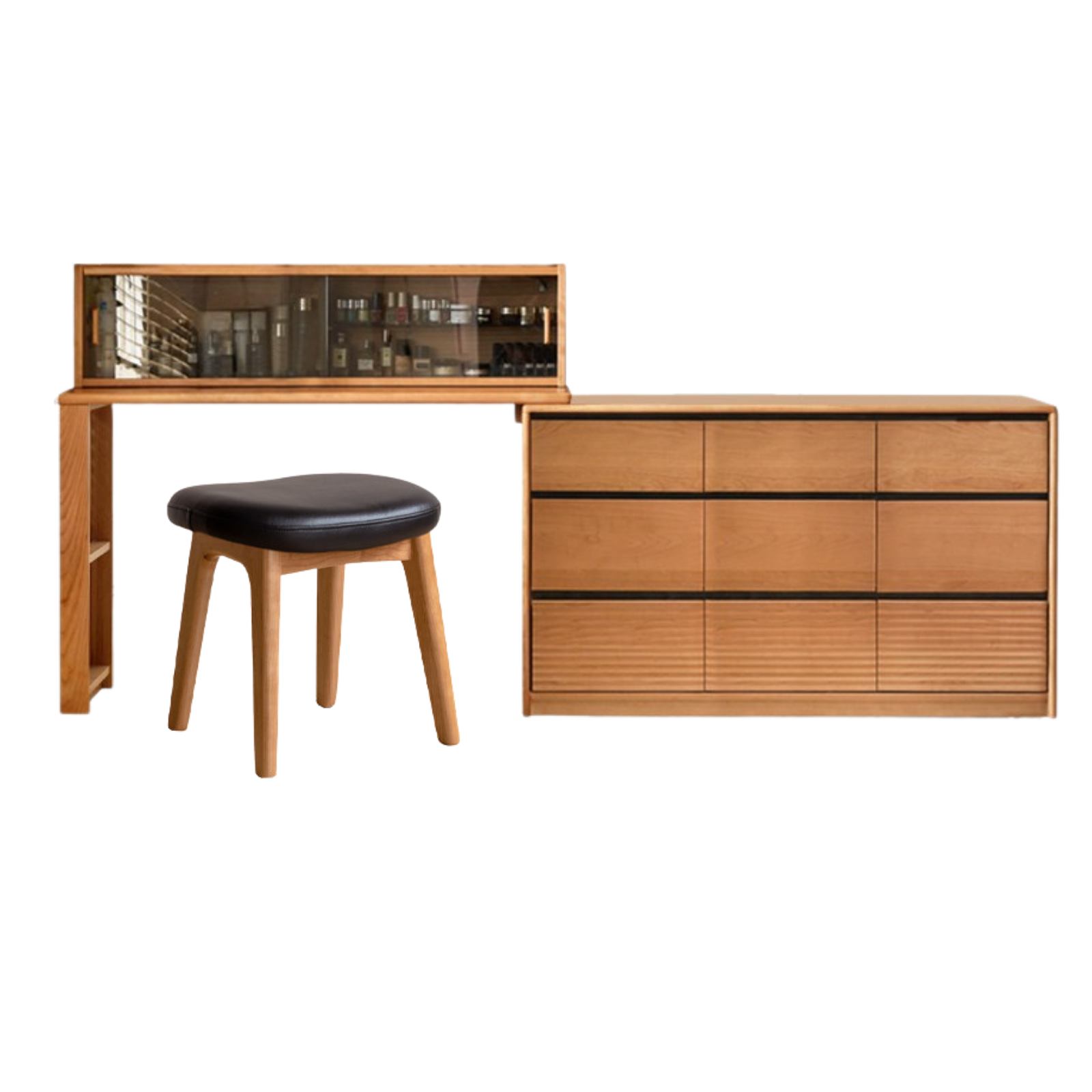 Сherry Solid Wood Retro Corner Vanity Table.