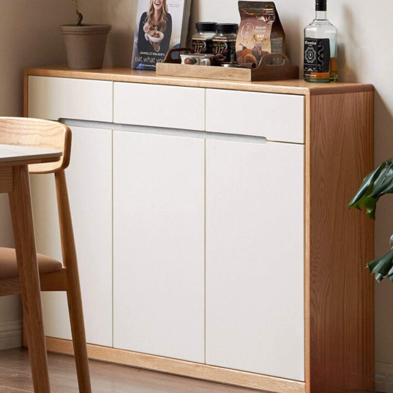 Oak Solid Wood Ultra-thin Sideboard