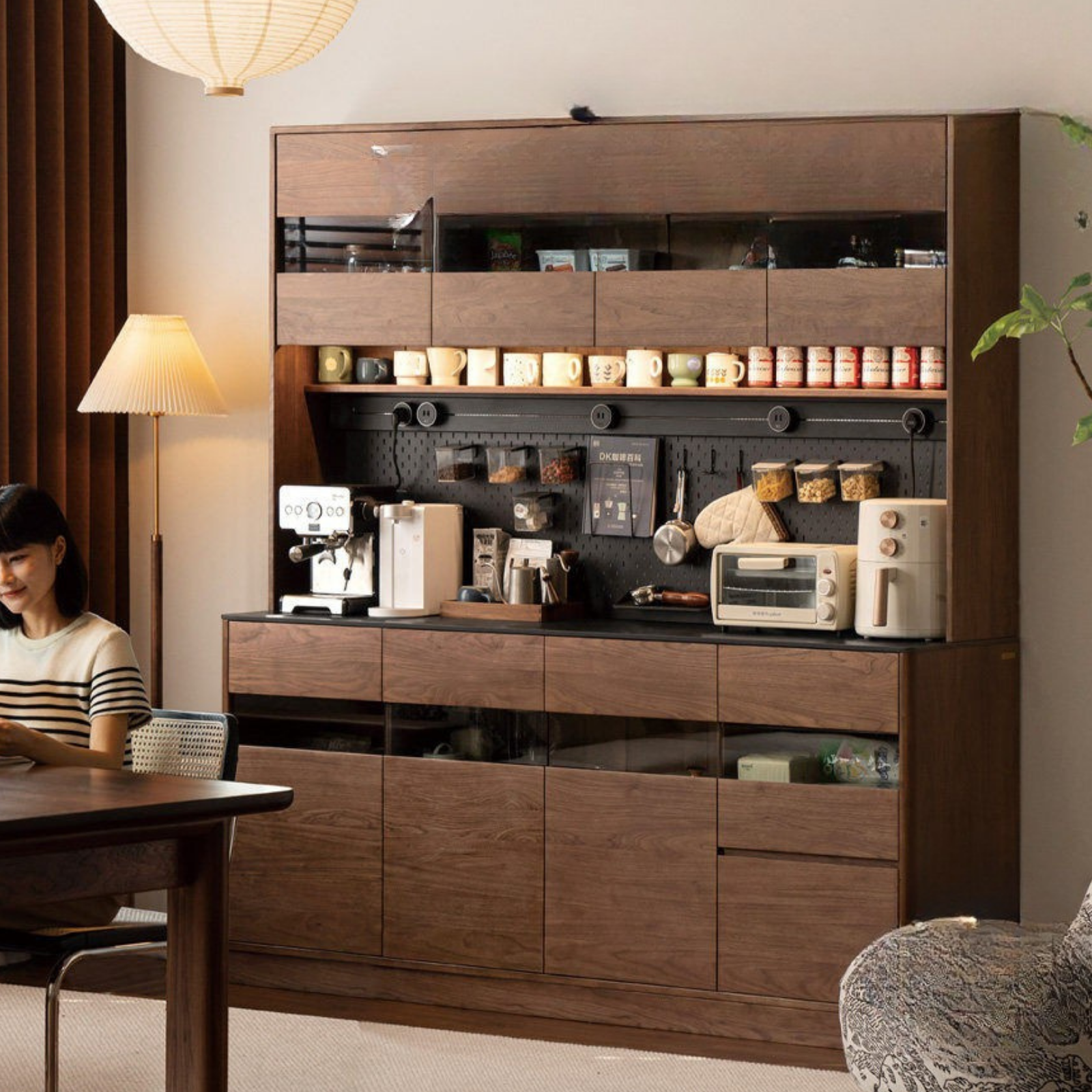 Black Walnut Solid Wood Rock Board Dining Sideboard