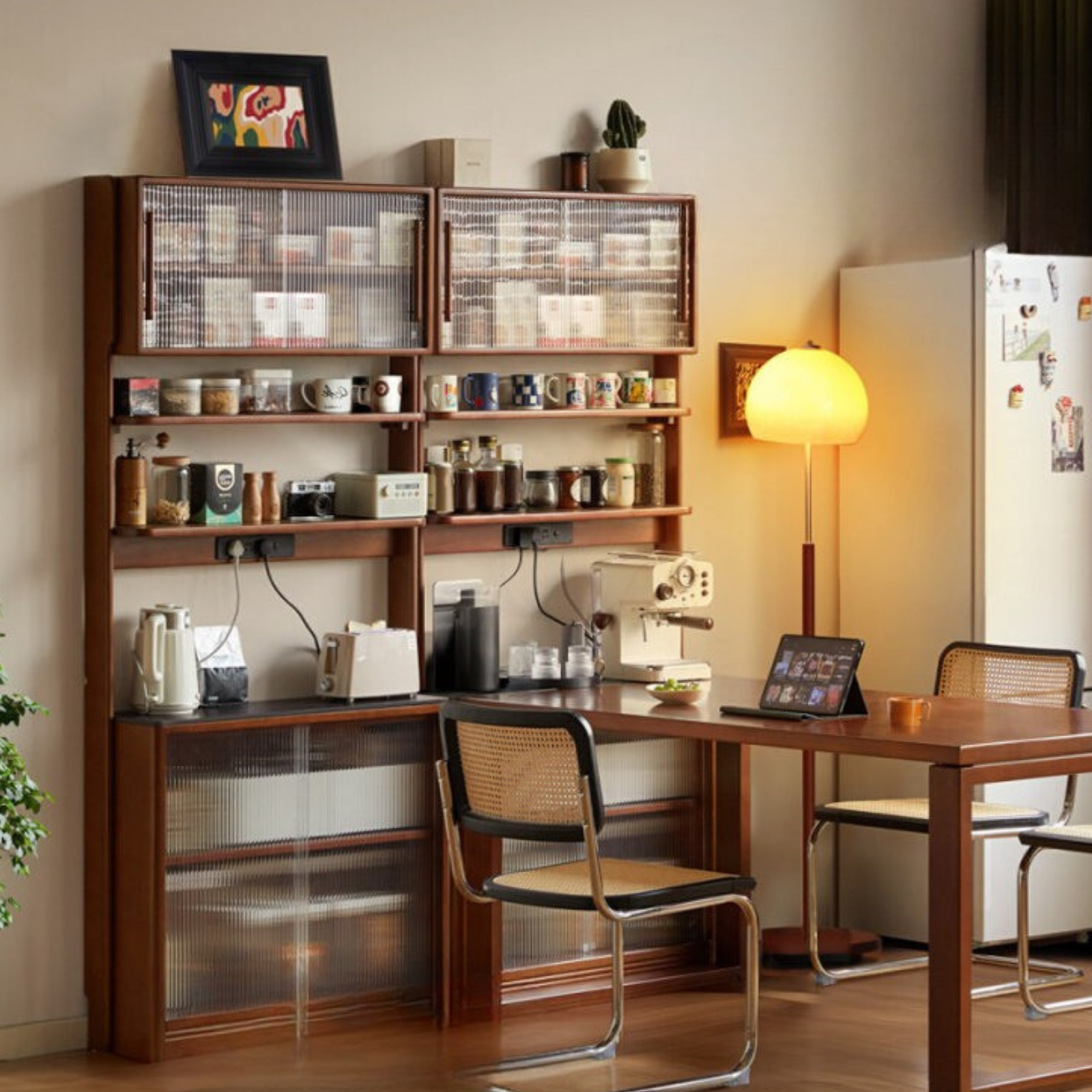 Poplar Solid Wood Rock Board American Retro Dining Sideboard.