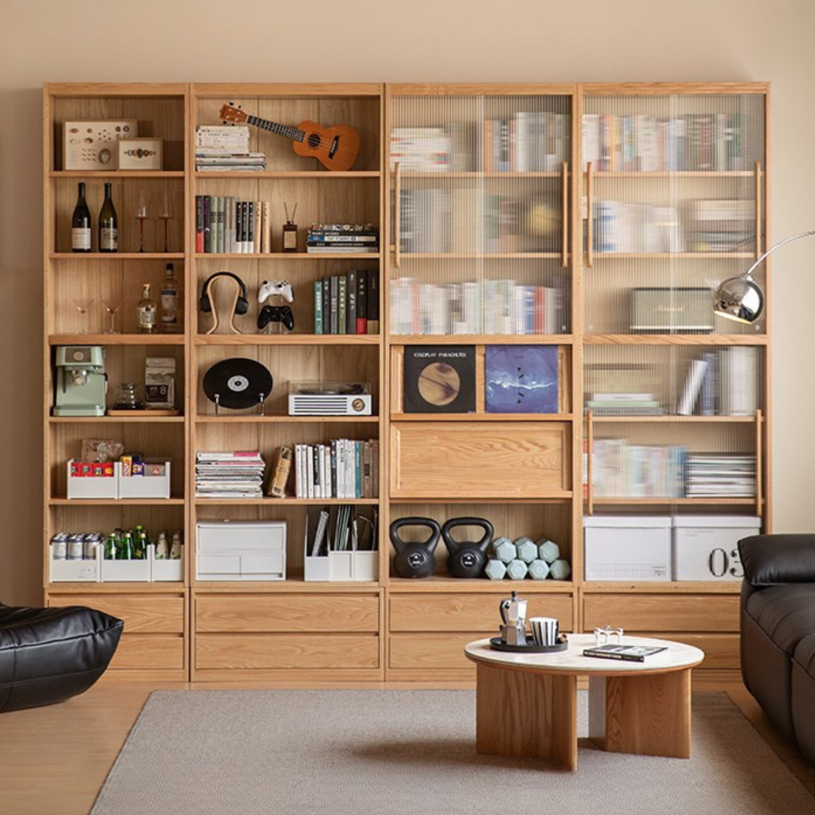 Oak, Ash Solid Wood Wall-Mounted Bookcase with Simple Storage Design