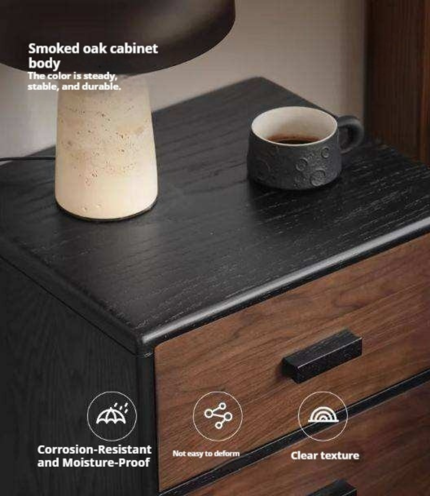 Black Walnut Solid Wood Nightstand.