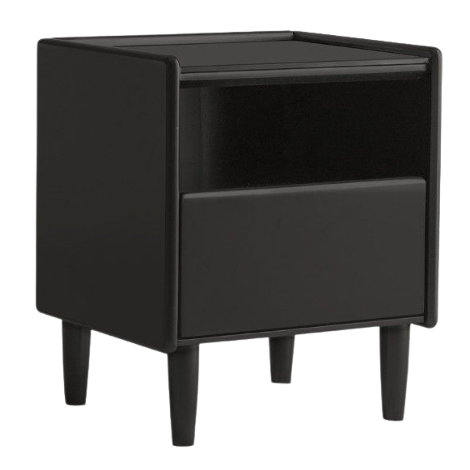 Solid RubberWood Modern Black Nightstand.