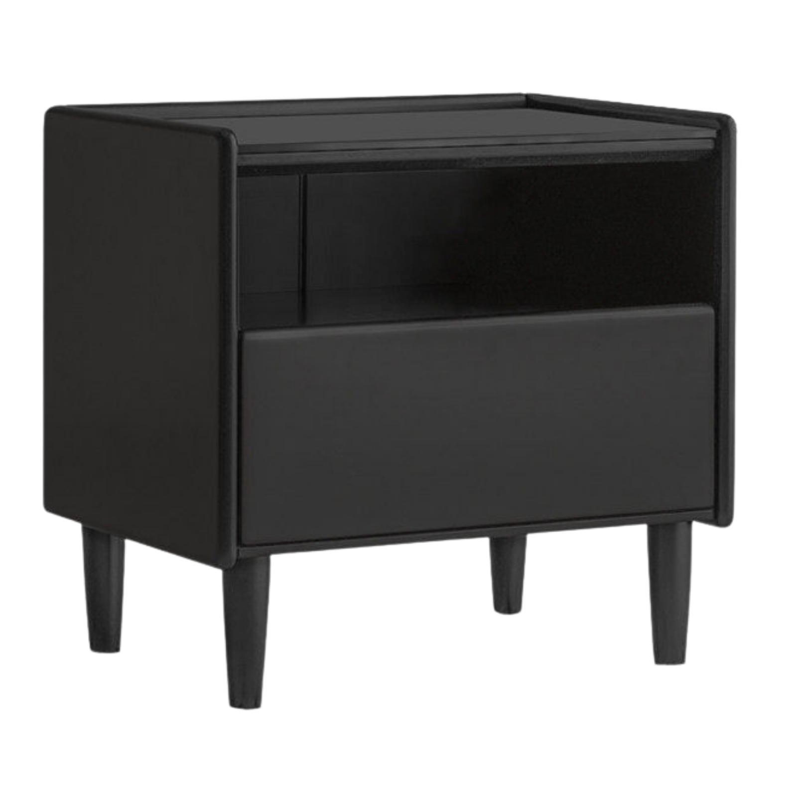 Solid RubberWood Modern Black Nightstand.