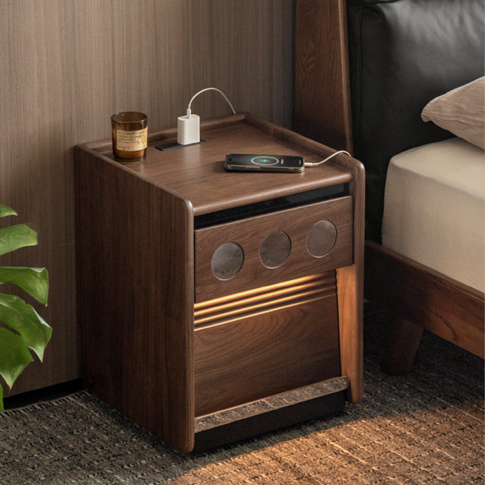 Black Walnut, Cherry, Ash, Sandalwood, Tulipwood Solid Wood Nightstand