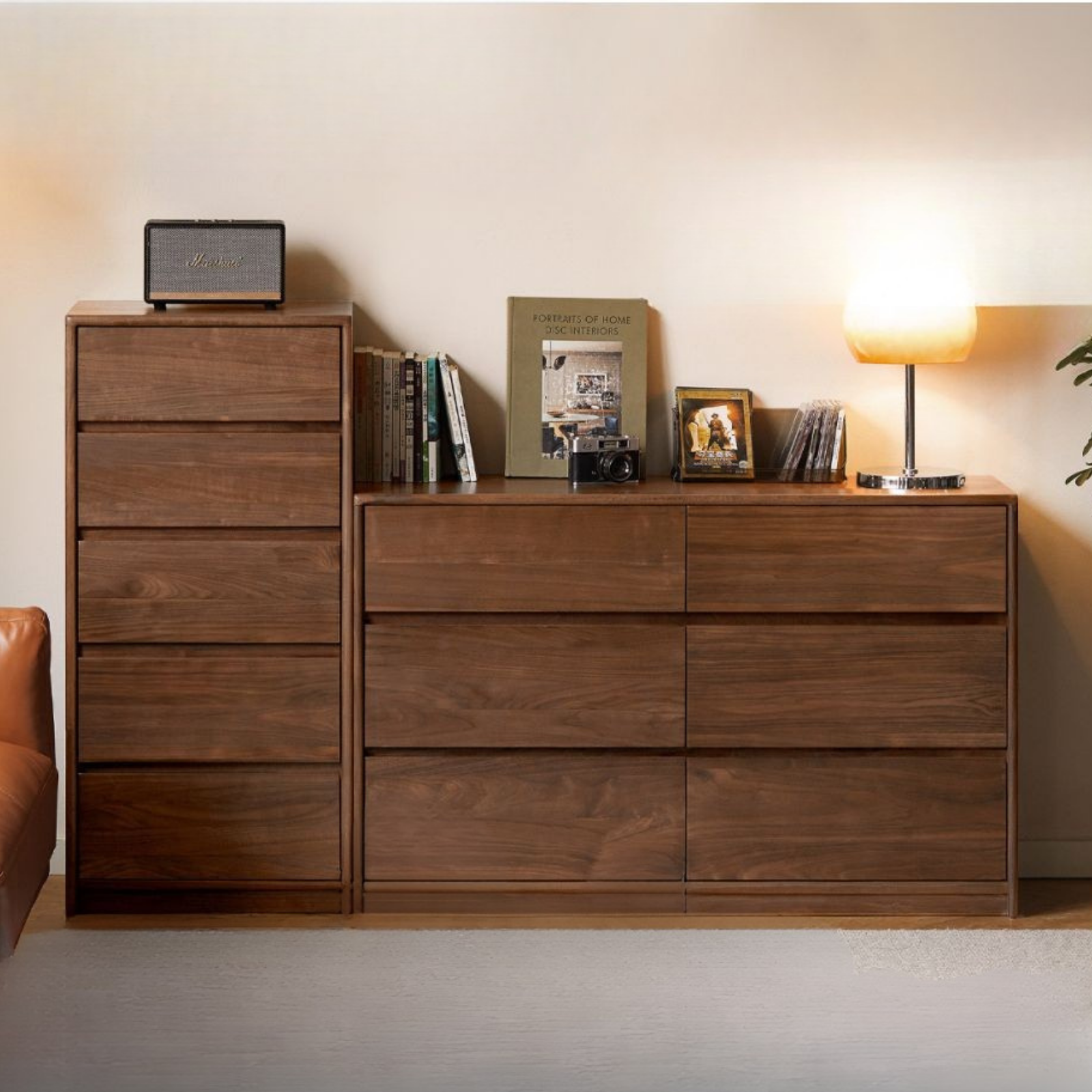 Black Walnut, South American Walnut Solid Wood Six-Drawer Chest