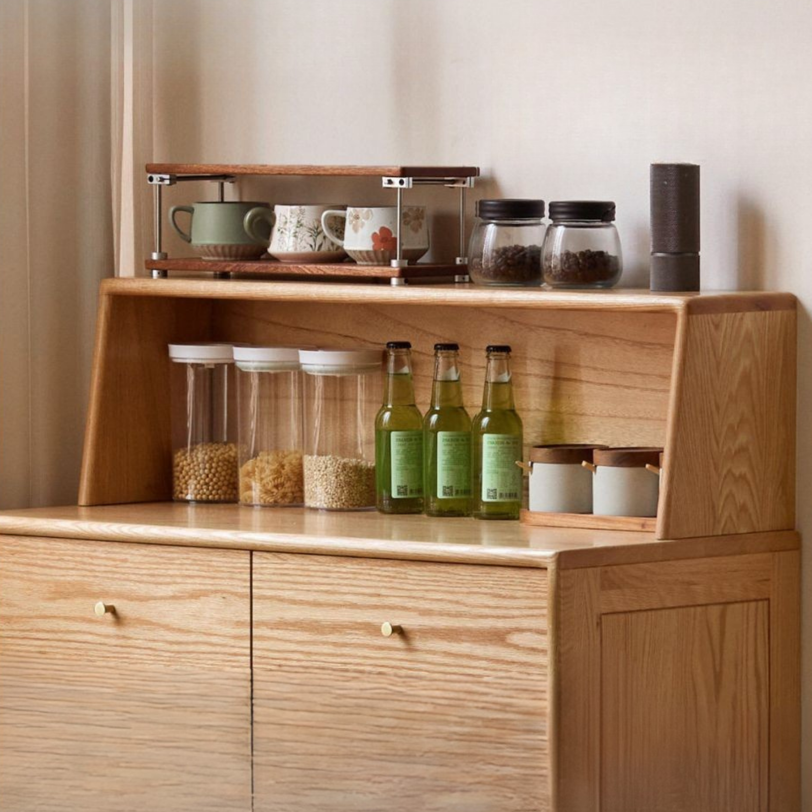 Oak Solid Wood Desktop Storage Rack Hutch Top Organizer