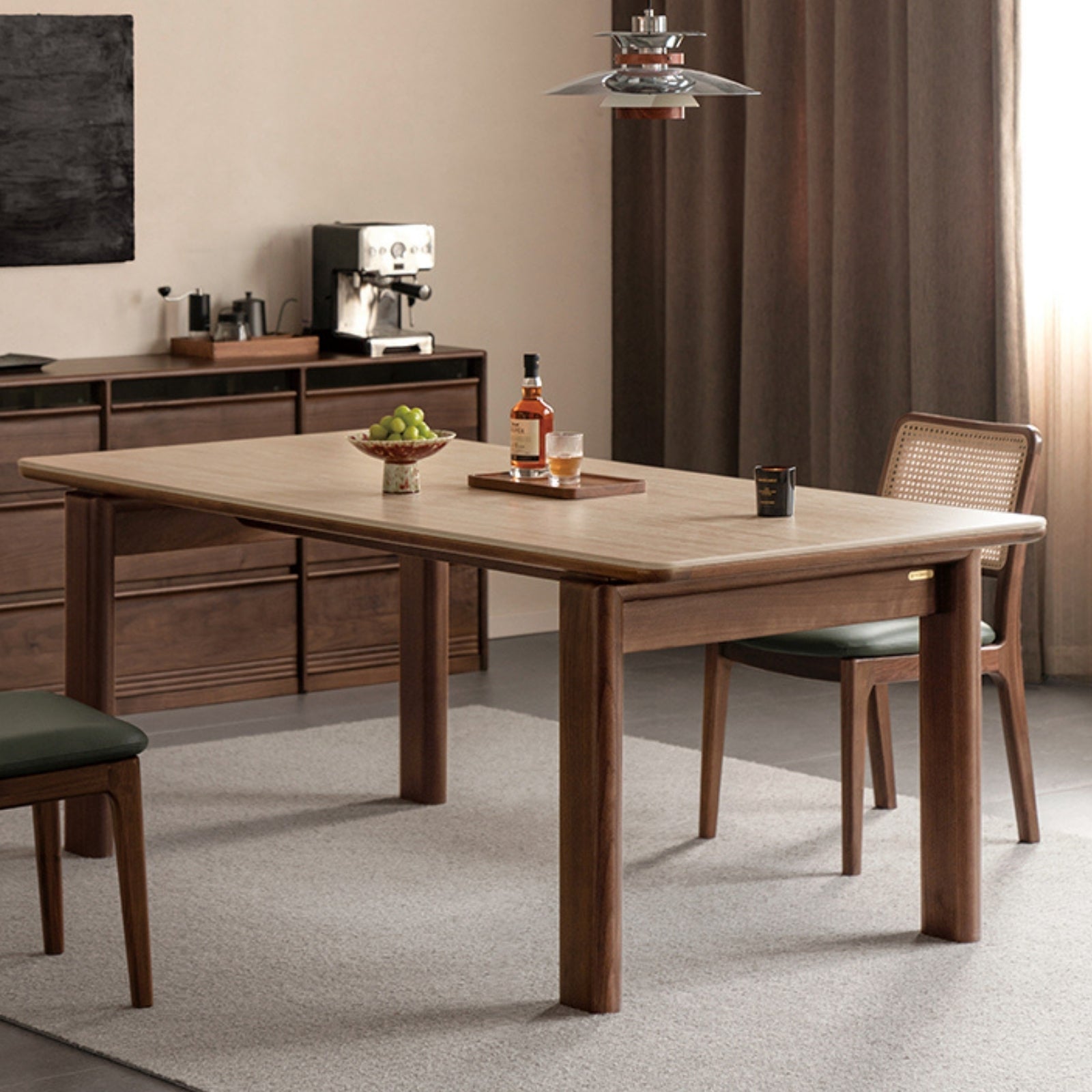Black Walnut Solid Wood Dining Table Light Luxury Style