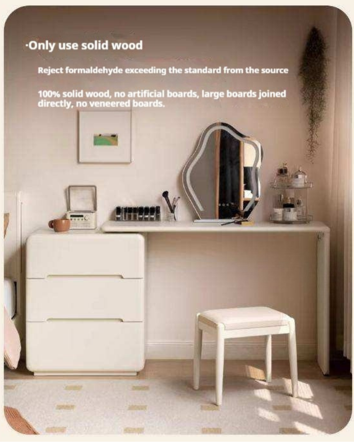 Solid Rubberwood Modern Simple Makeup Stool