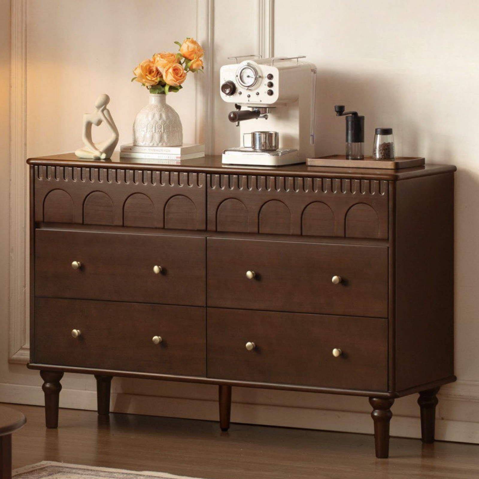 Poplar, Ash Solid Wood Retro Style Bucket Cabinet.
