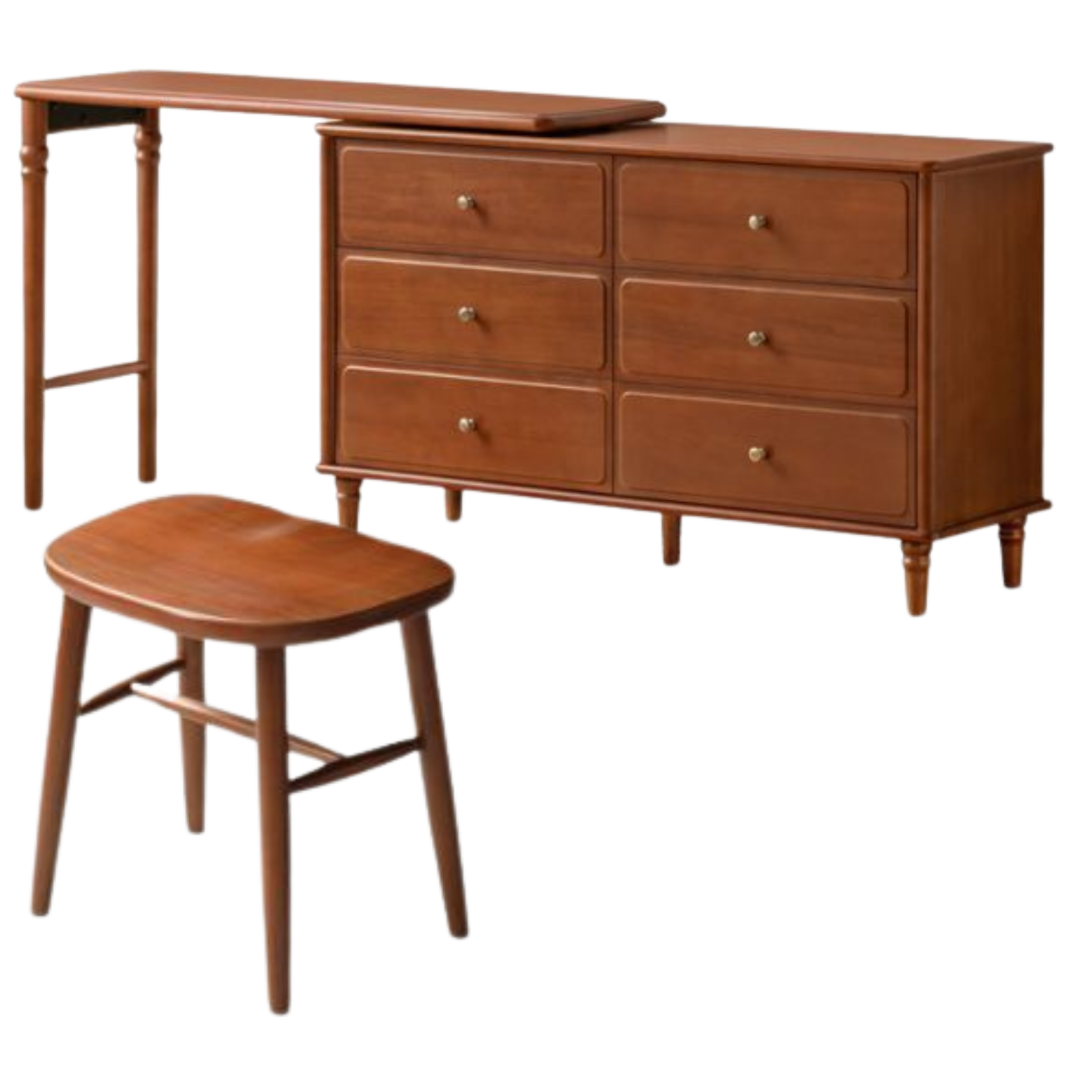 Poplar Solid Wood French Retro Style Dressing Table