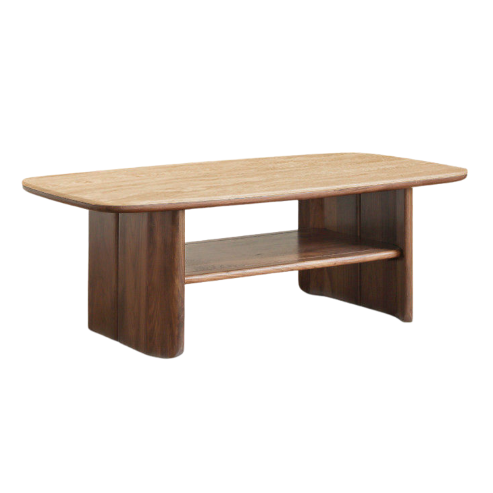 Black Walnut, Oak, Сherry Solid Wood, Solid Rubberwood Rock Plate Coffee Table