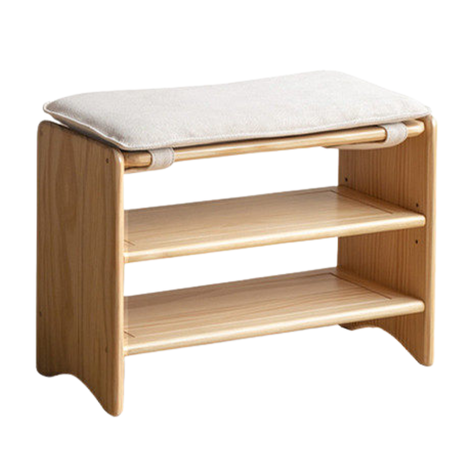 Pine Solid Wood Shoe Bench Multi-layer Log Shoe Rack