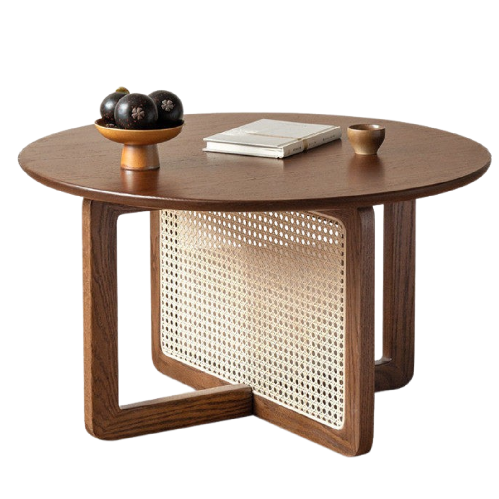 Black Walnut, Oak Solid Wood Rattan Modern Coffee Table