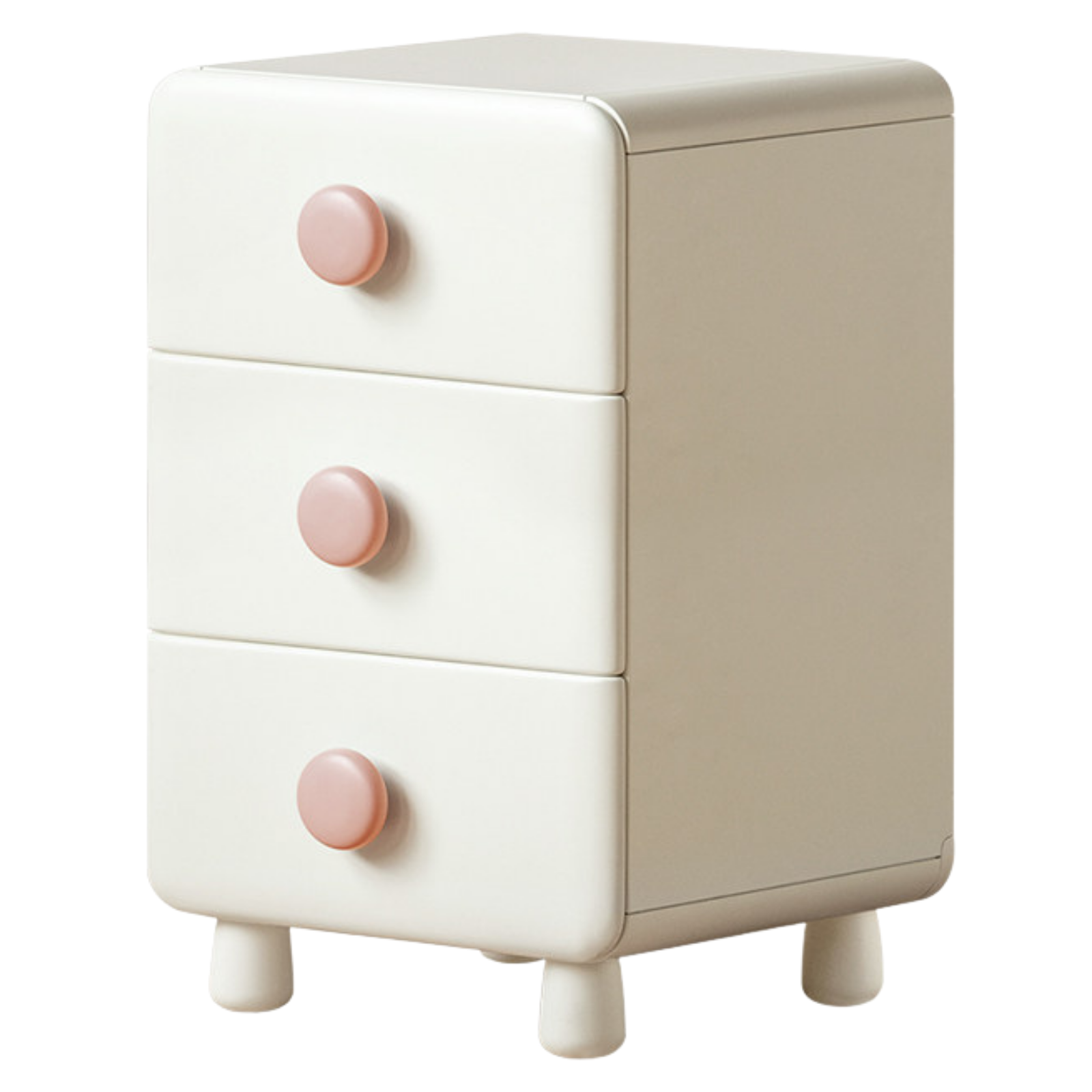 Solid RubberWood Cream Style Locker Kids Nightstand