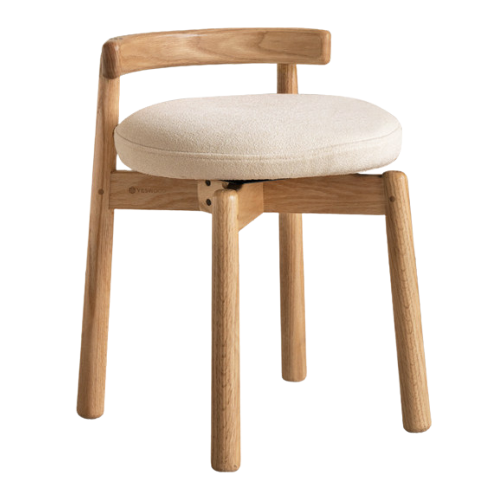 Black Walnut, Oak, Ash Solid Wood, Solid Rubberwood Rotating Modern Soft Makeup Stool