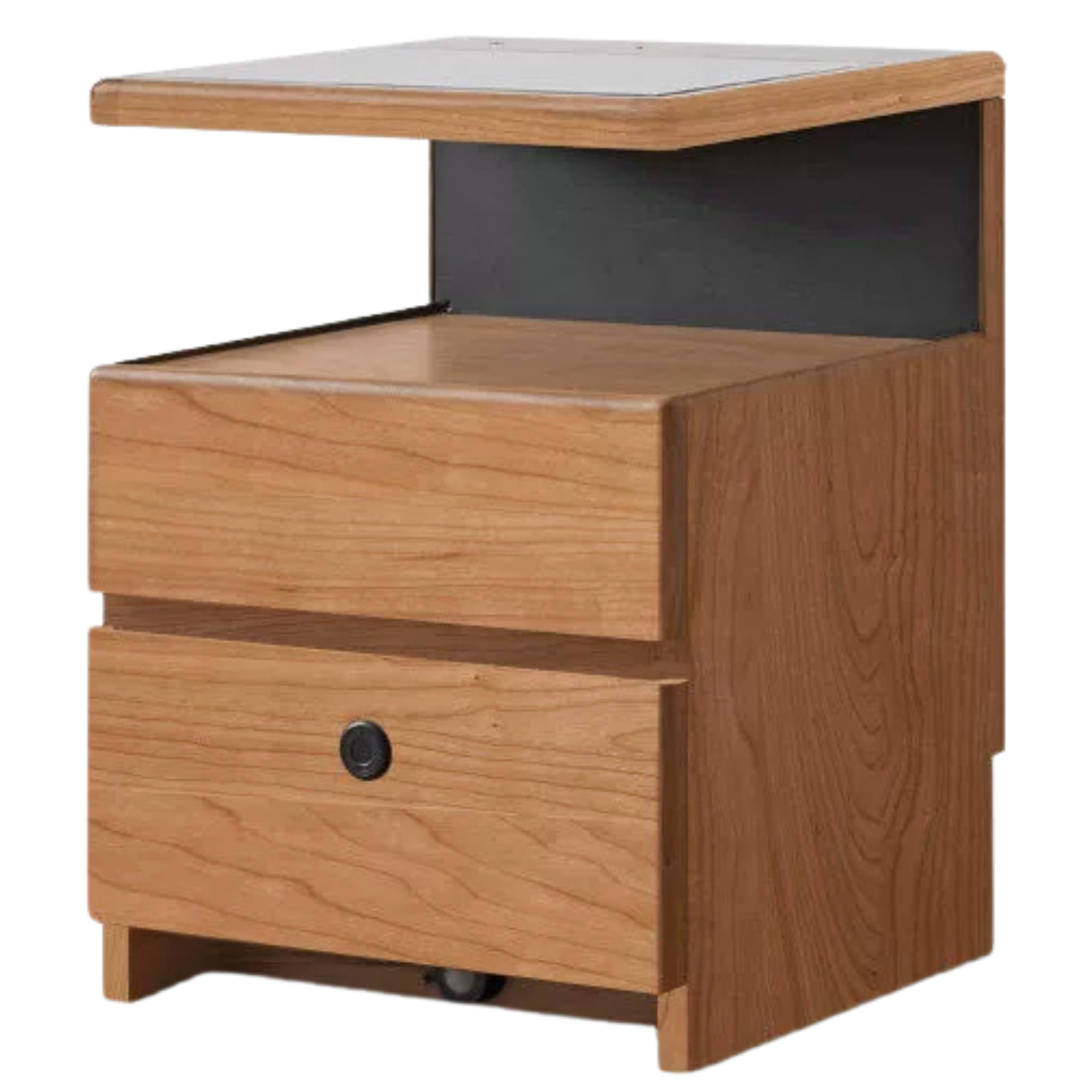 Black Walnut, Cherry, Sandalwood Solid Wood Wireless Charging with Lock Smart Nightstand.