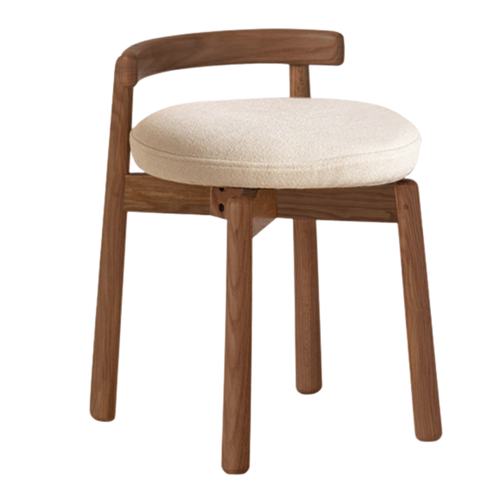 Black Walnut, Oak, Ash Solid Wood, Solid Rubberwood Rotating Modern Soft Makeup Stool