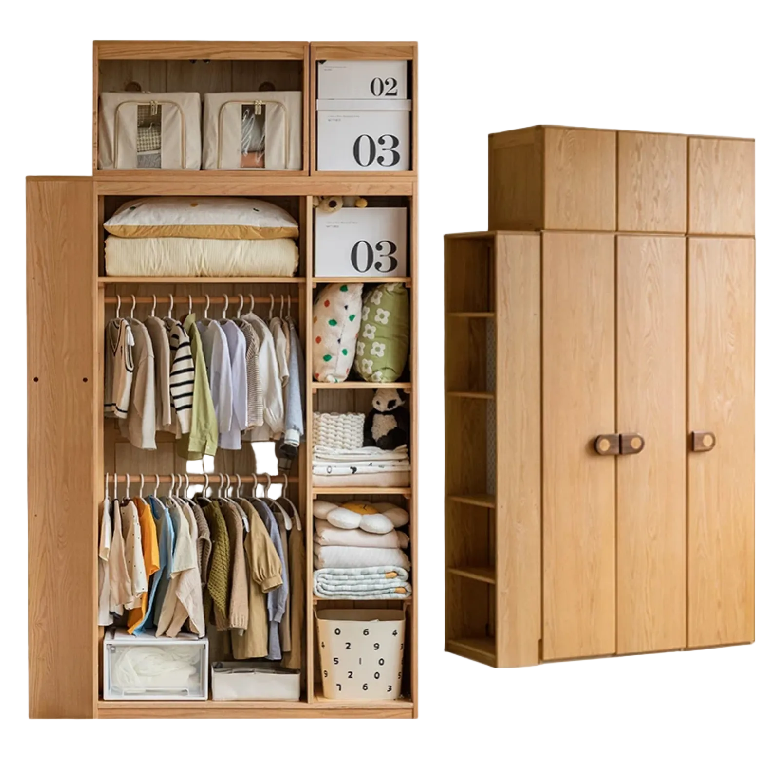 Oak Solid Wood Children's Wardrobe