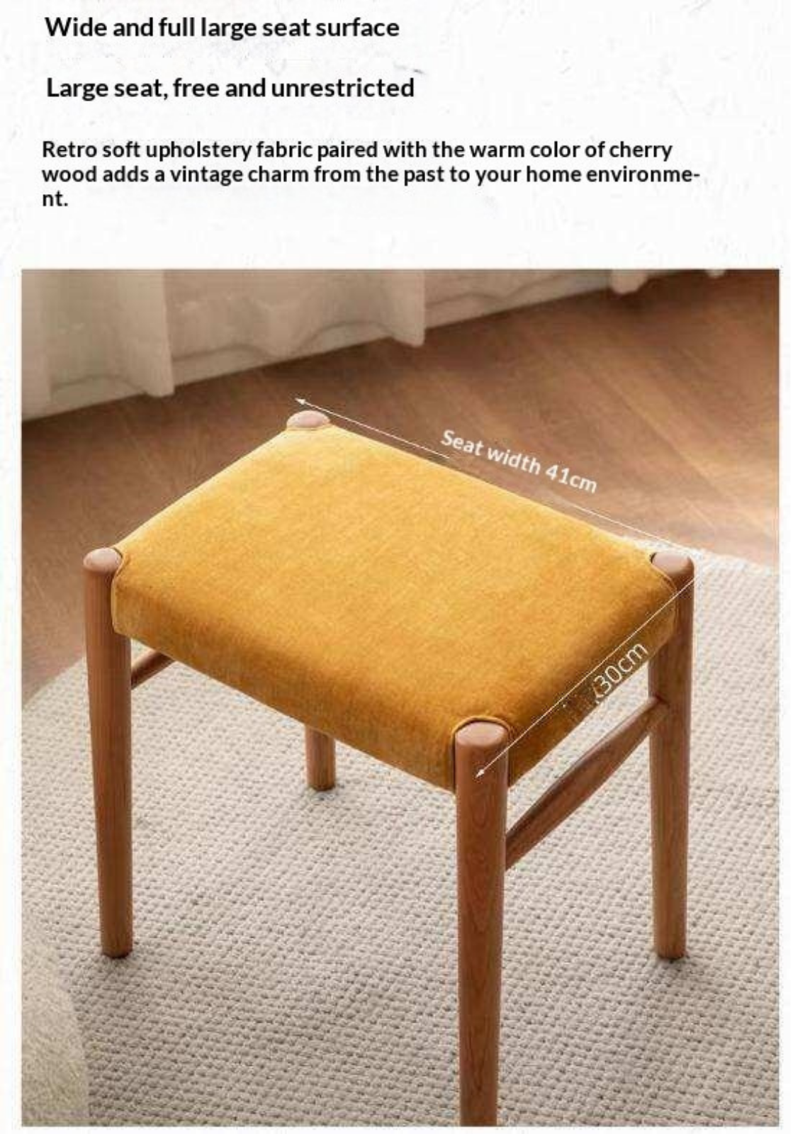 Oak Solid Wood Retro Makeup Stool