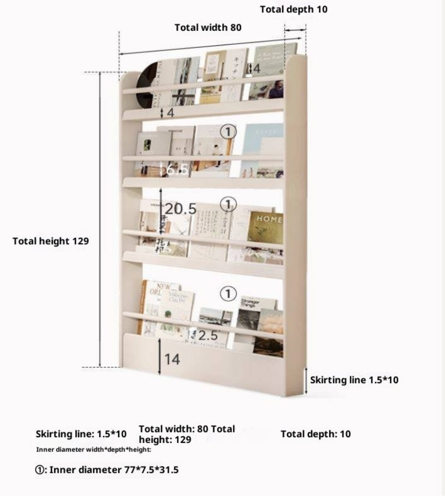 Solid RubberWood Cream Style Corner Bookshelf