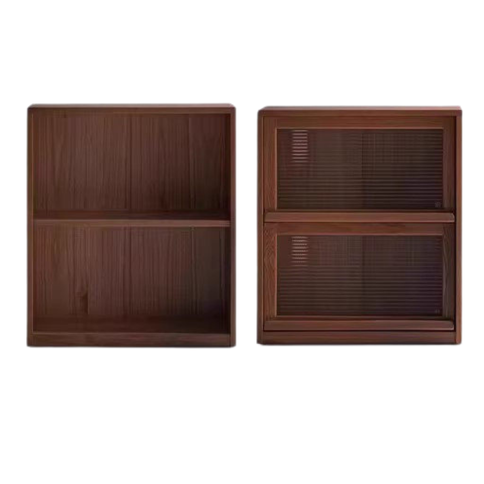 Black Walnut, Oak Solid Wood Low Bookcase, Modern Modular Storage Shelf Cabinet