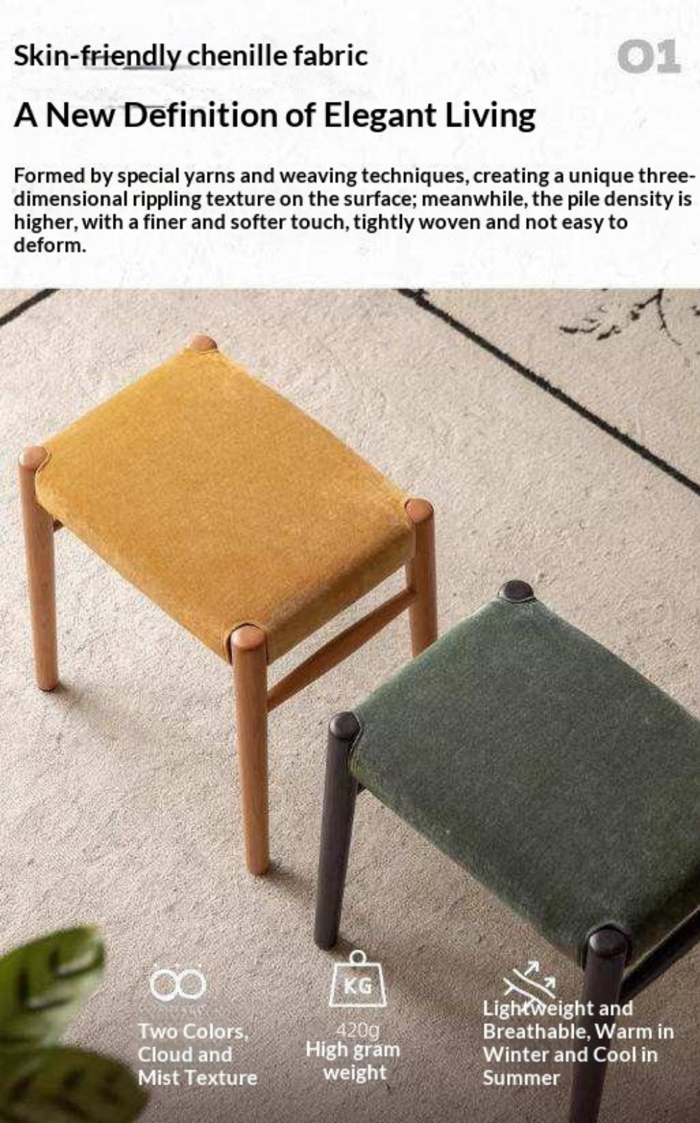 Oak Solid Wood Retro Makeup Stool