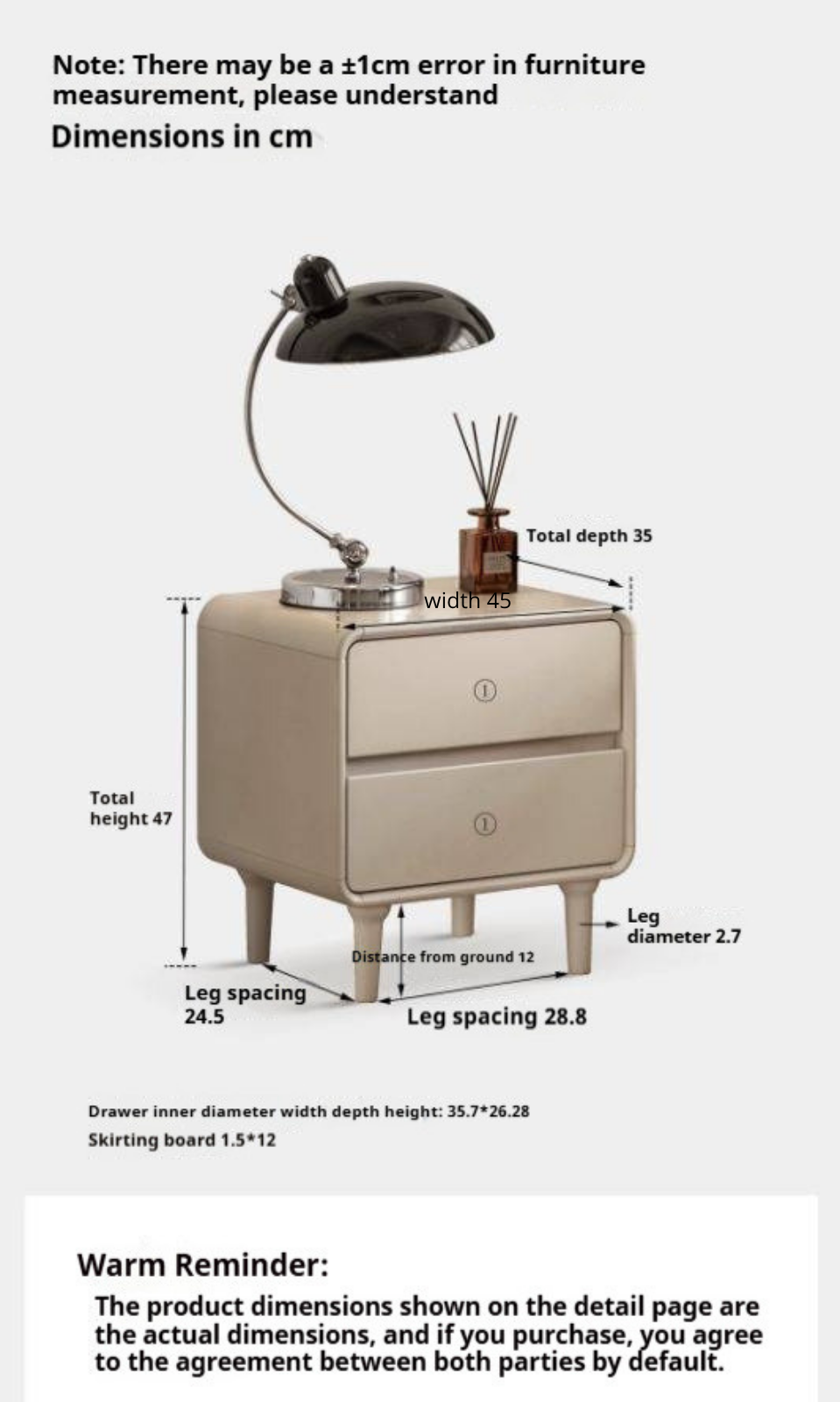 Solid RubberWood Nightstand Light Luxury.