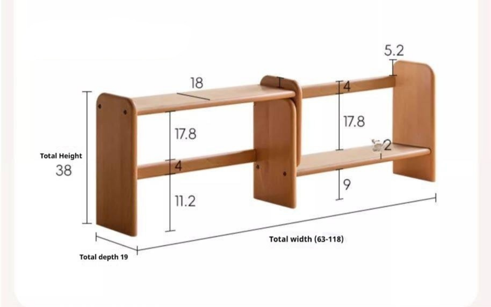 Beech, Oak, Poplar Solid Wood Nordic Study Bookshelf