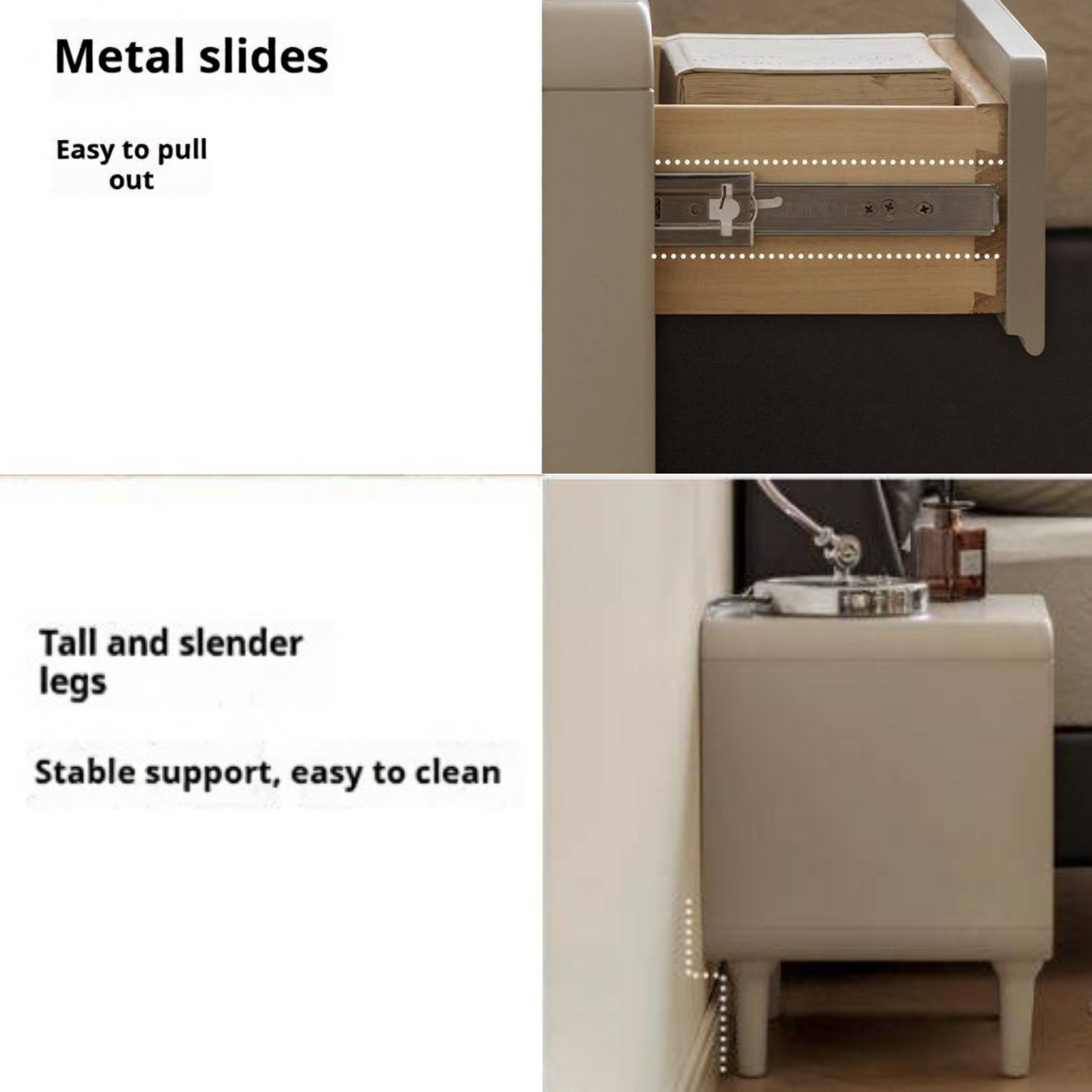 Solid RubberWood Nightstand Light Luxury.