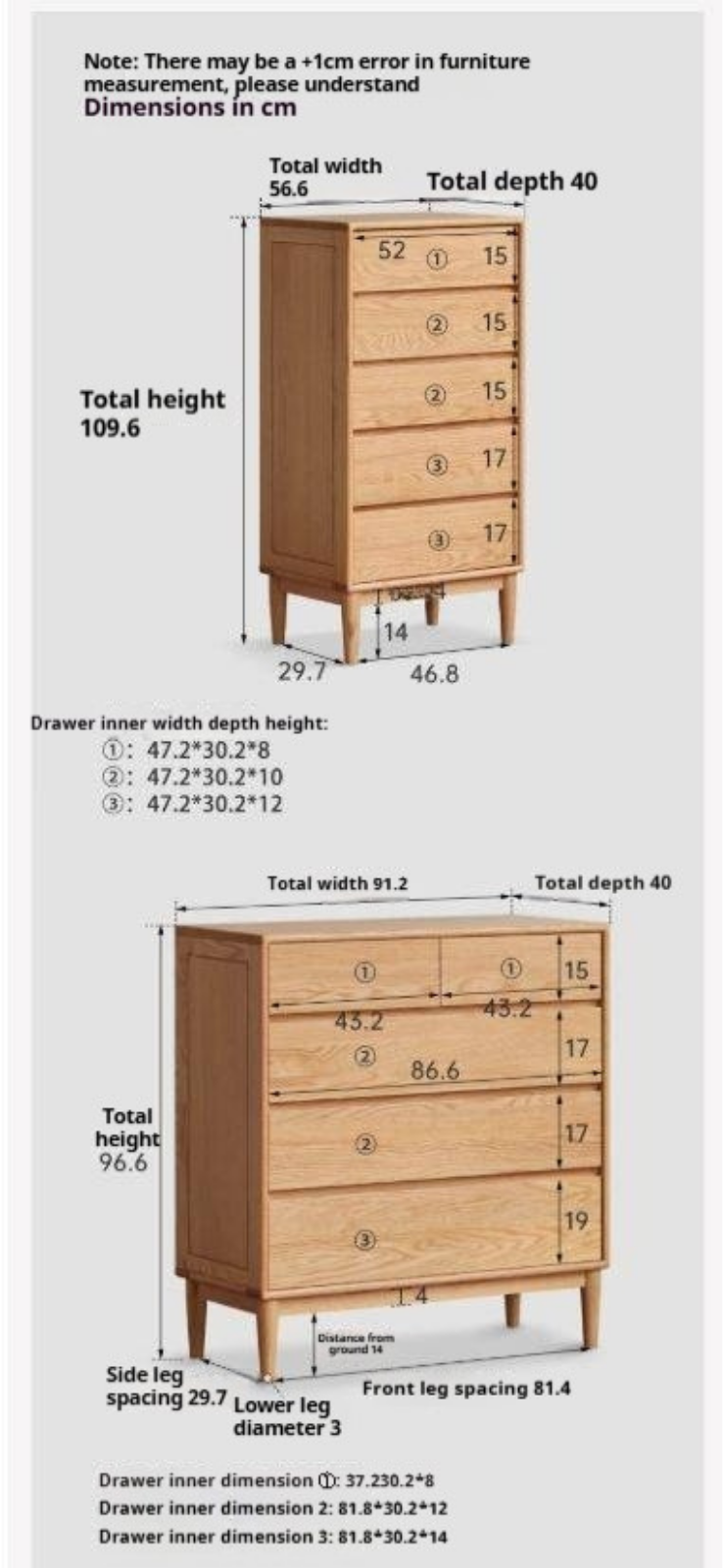 Oak Solid Wood Five-Drawer Chest
