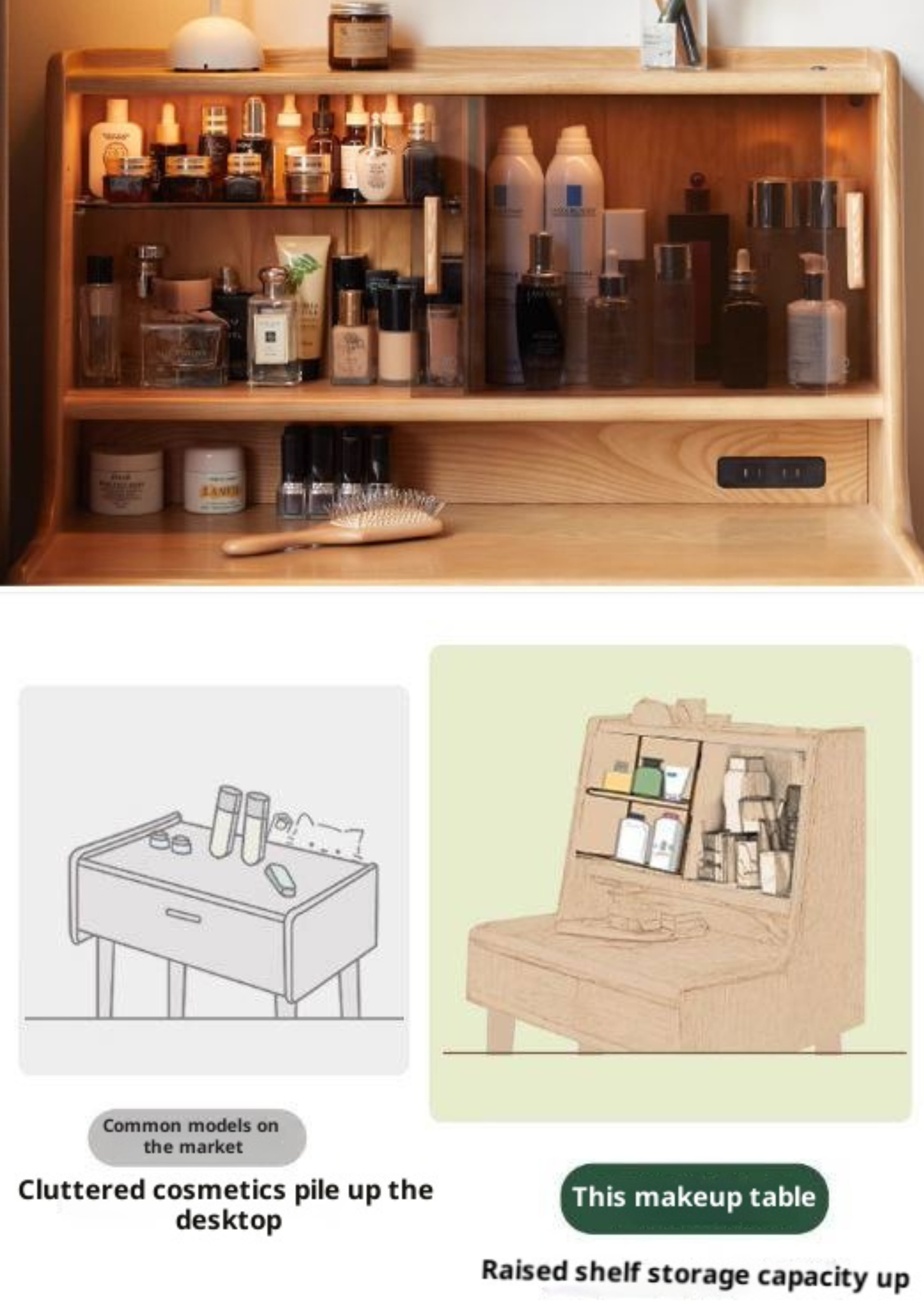 Ash Solid Wood Modern Dressing Table