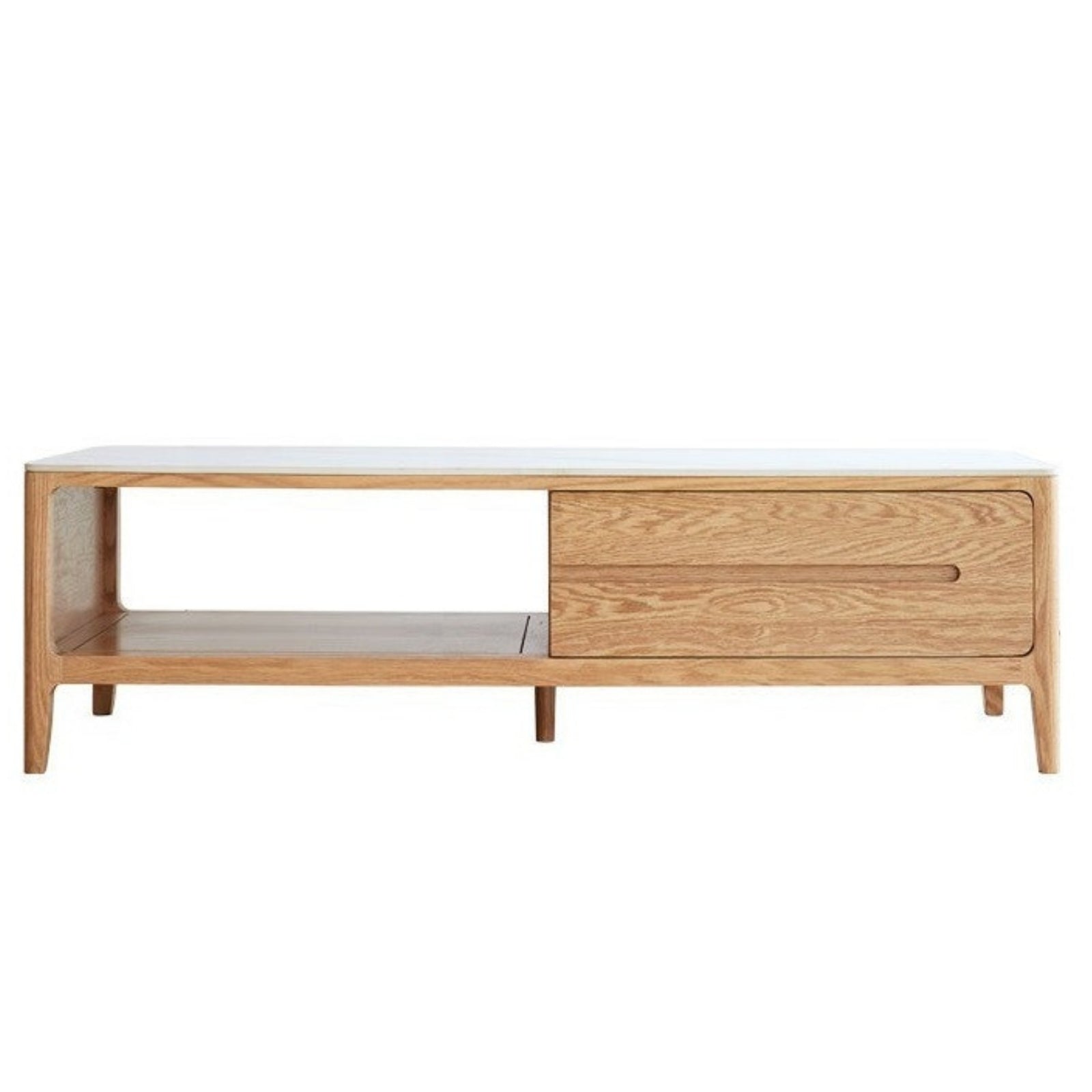 Oak, Solid Rubberwood Coffee Table Three Drawers