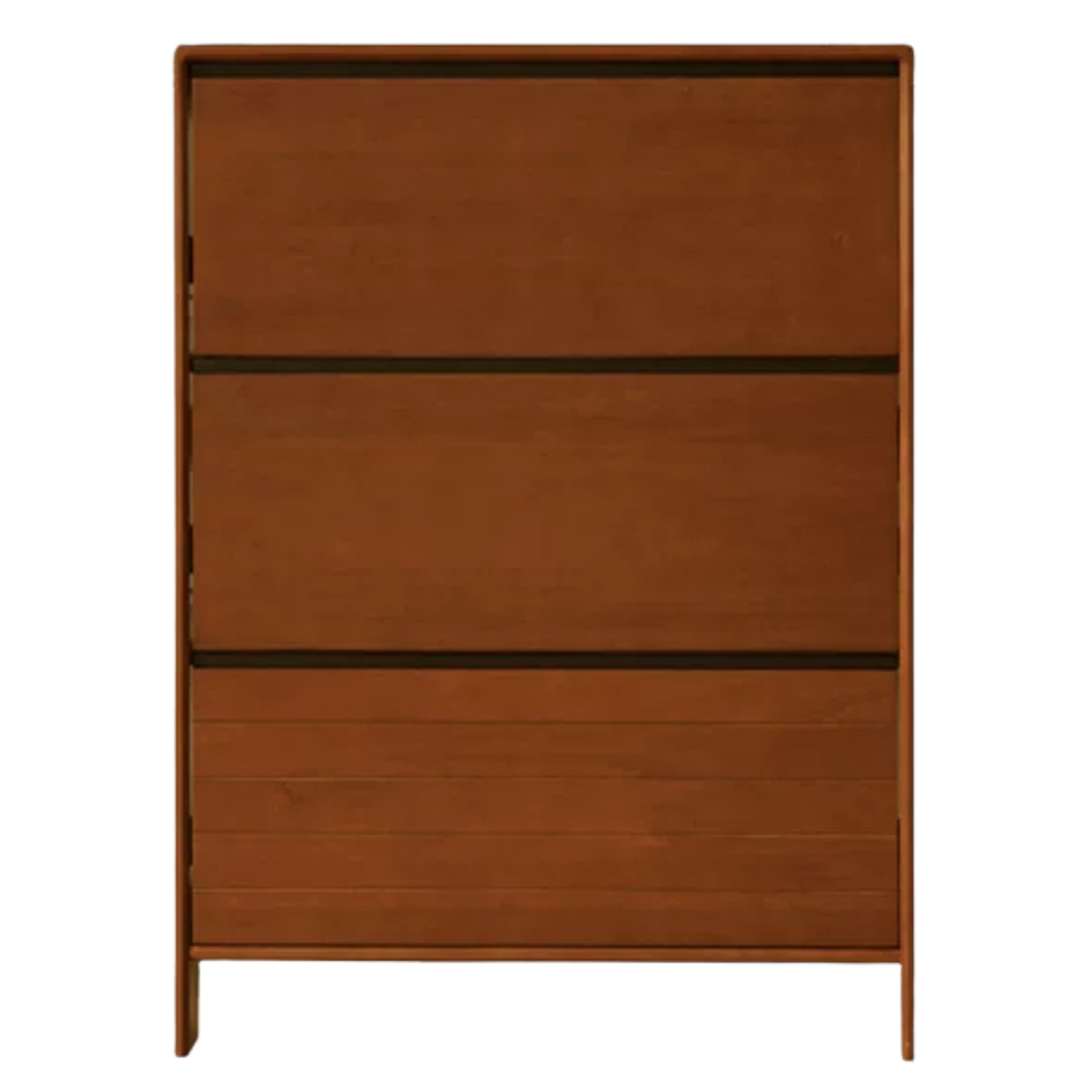 Poplar Solid Wood Flip Door Shoe Cabinet, Mid Century Entryway Storage Organizer with Slim Profile
