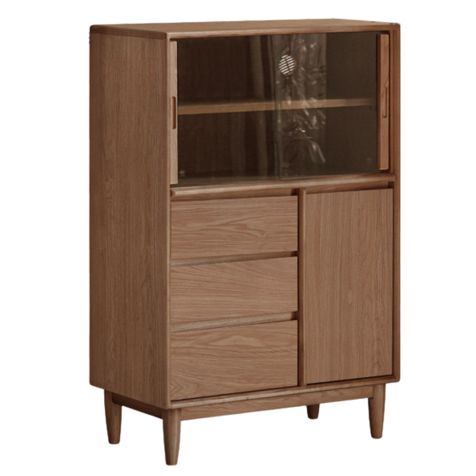Ash Solid Wood Modern Minimalist Side Cabinet with Light