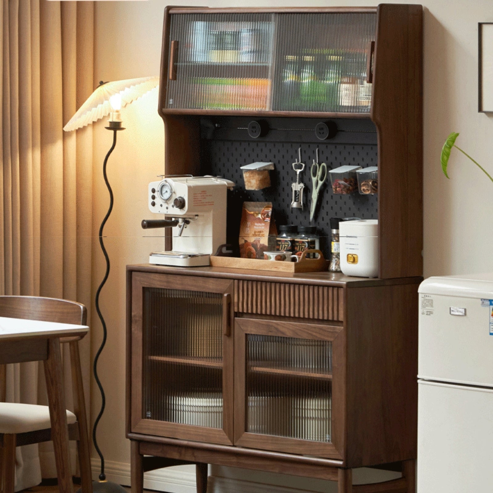 Black Walnut, Oak, South American Walnut Light Luxury Tableside Cabinet