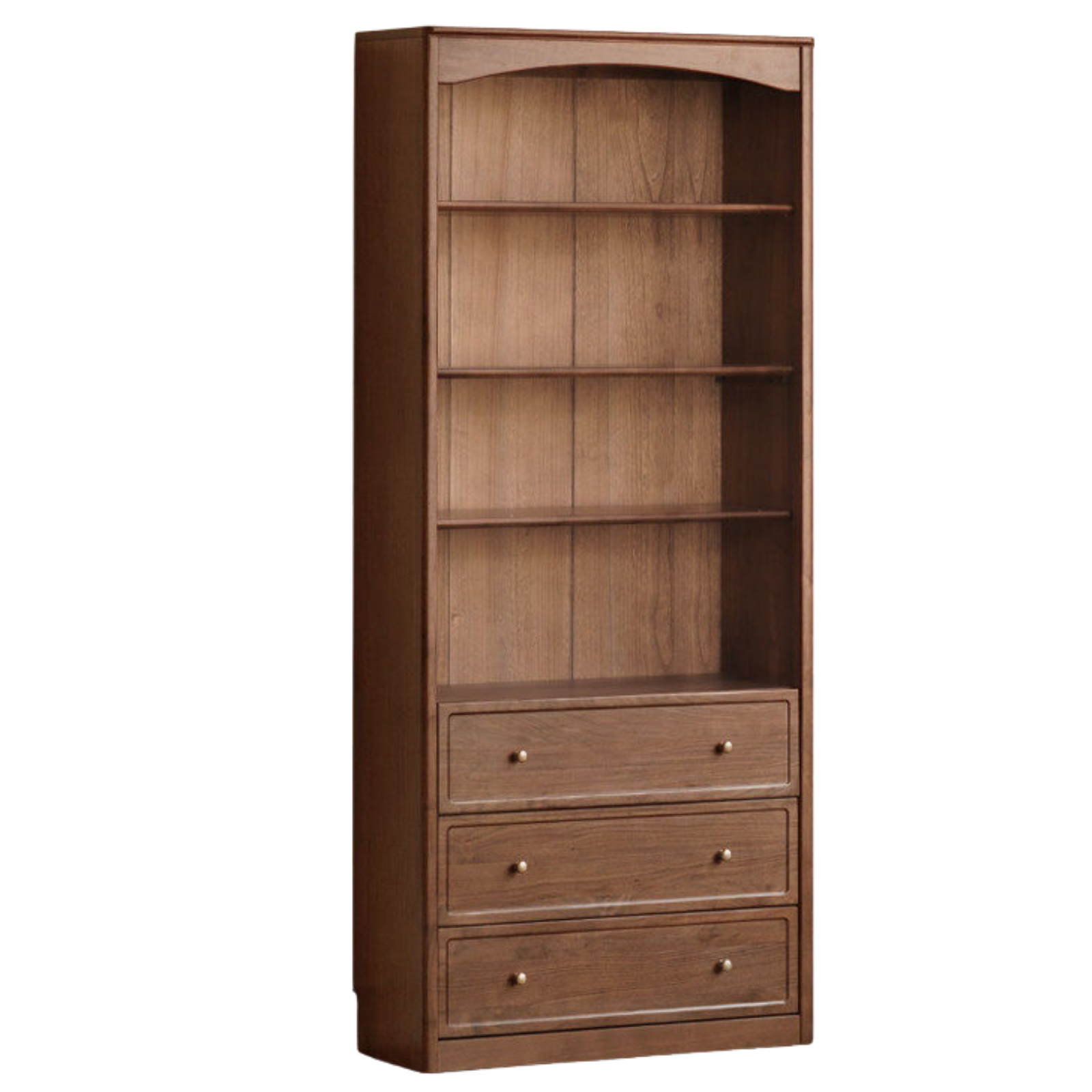 Black Walnut, Poplar Solid Wood French Retro Style Floor Standing Display Bookcase