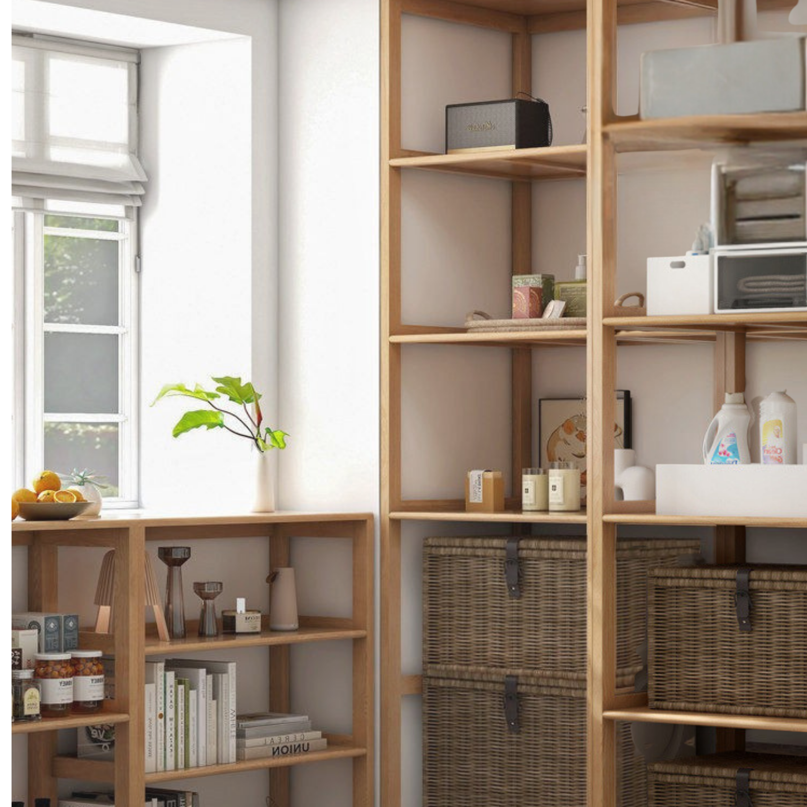 Oak Solid Wood Multi-Layer Bookshelf