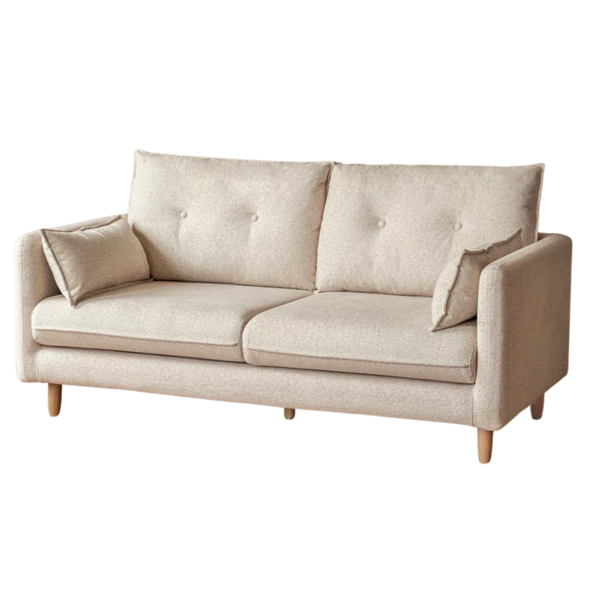Track Arm Loveseat with Tufted Back Cushions and Tapered Wood Legs