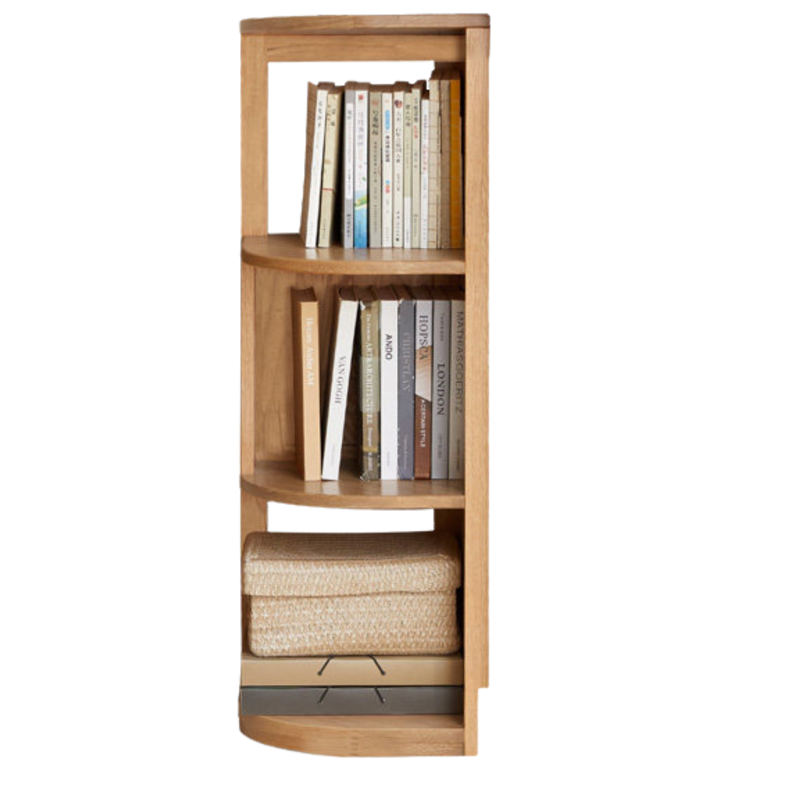 Oak, Ash Solid Wood, Solid Rubberwood Triangle Corner Bookshelf with Multi-Layer Shelving