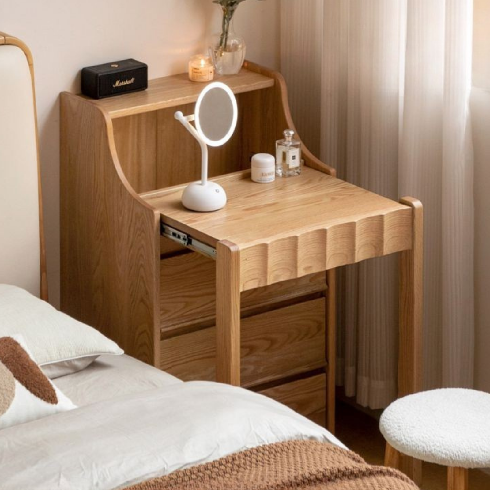 Oak Solid Wood Telescopic Vanity Table